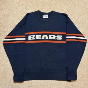 Vtg Chicago Bears Sweater Cliff Engle Ditka Large Blue NFL Pro Line Crewneck 80s